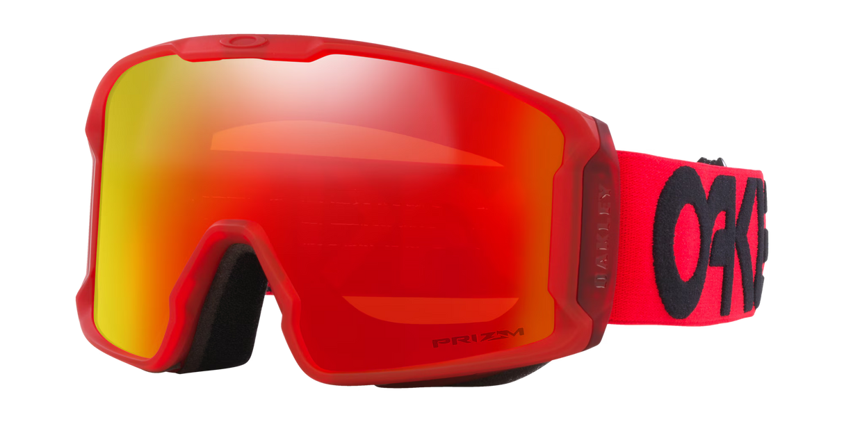 Line Miner L-Red goggles with a reflective lens on a transparent background