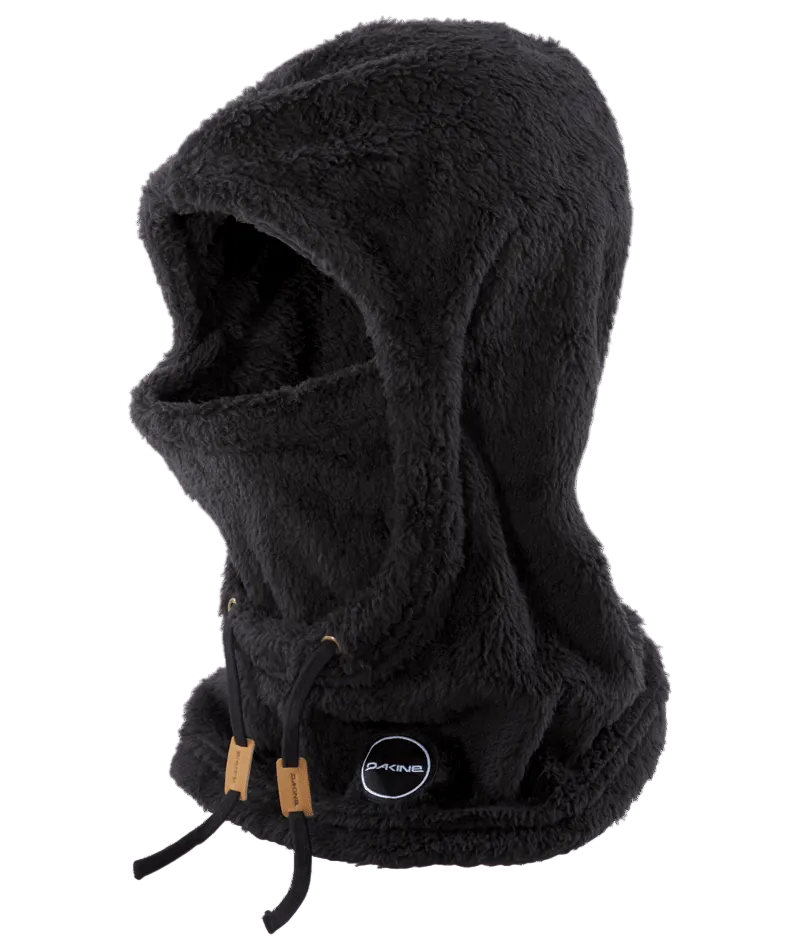 BergenFleeceHood-Black fleece balaclava with brand logo on a transparent background