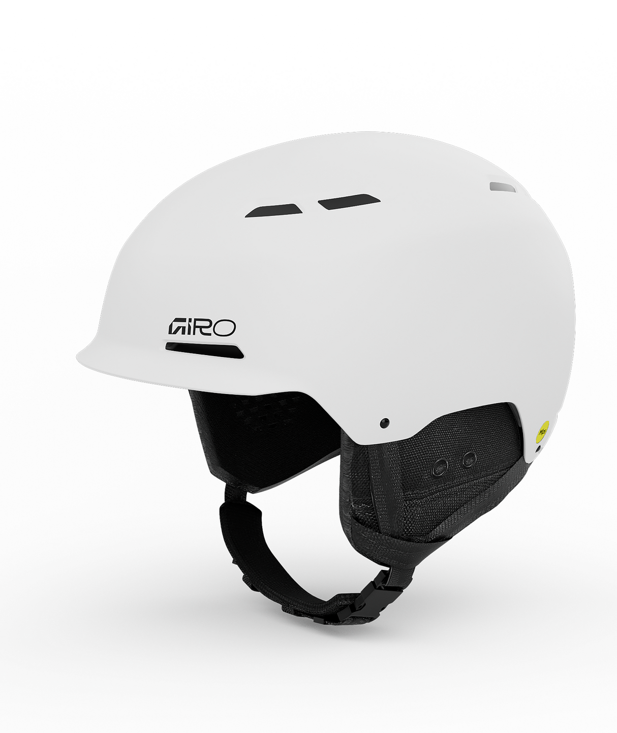 TrigMIPS-White helmet with black interior and Giro logo on a white background