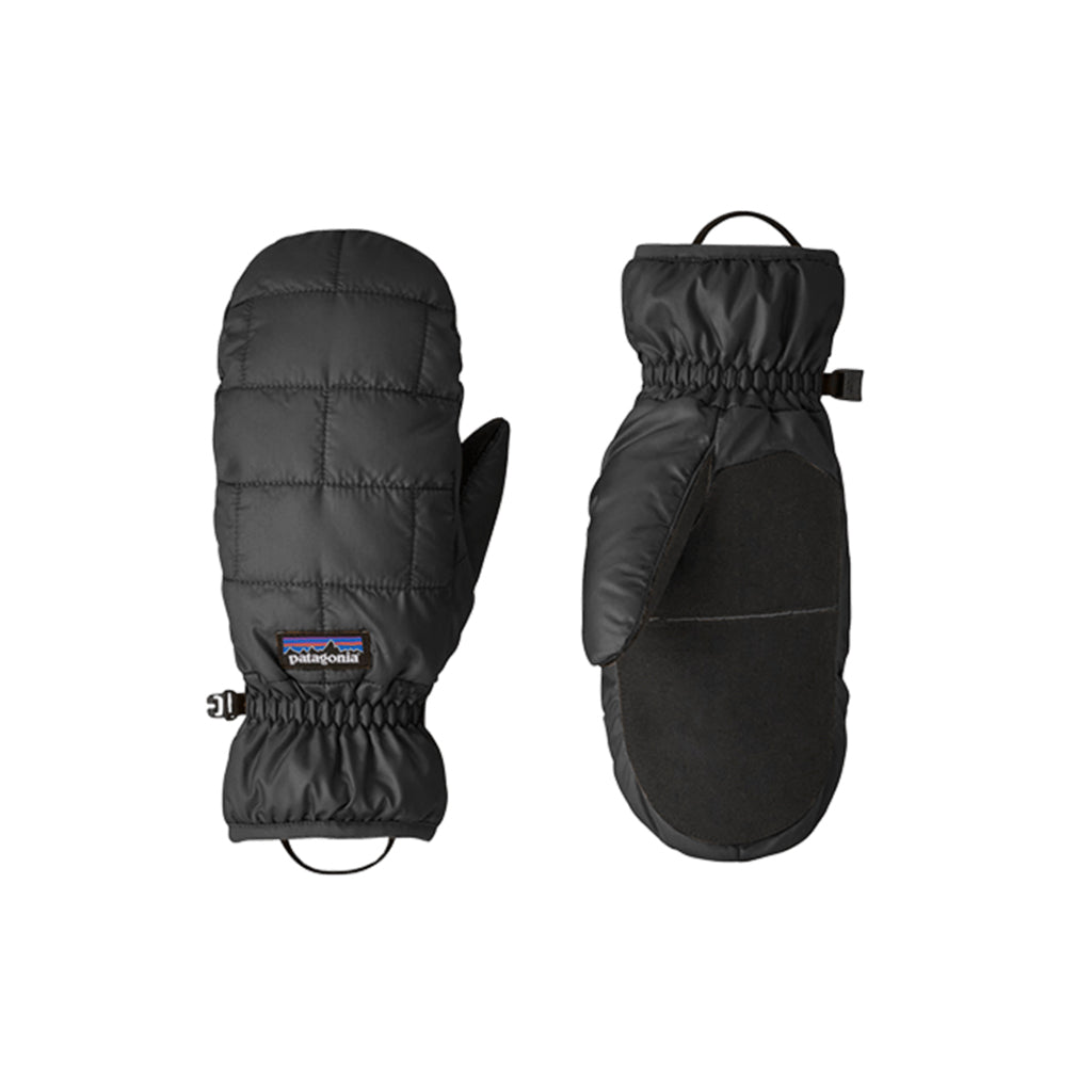 Nano Puff Mitt-Black mittens with Patagonia logo on a white background
