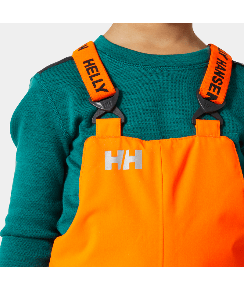 Rider 2 Ins Bib-Orange and navy bib overalls with a brand logo on a transparent background