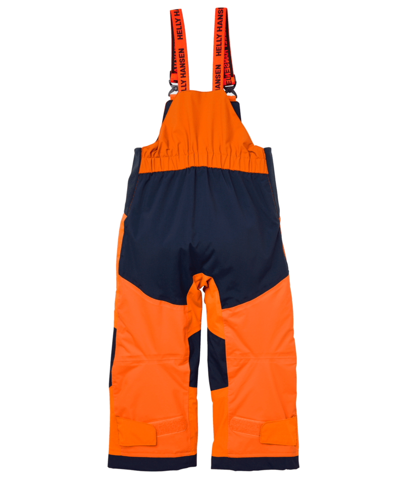 Rider 2 Ins Bib-Orange and navy bib overalls with a brand logo on a transparent background