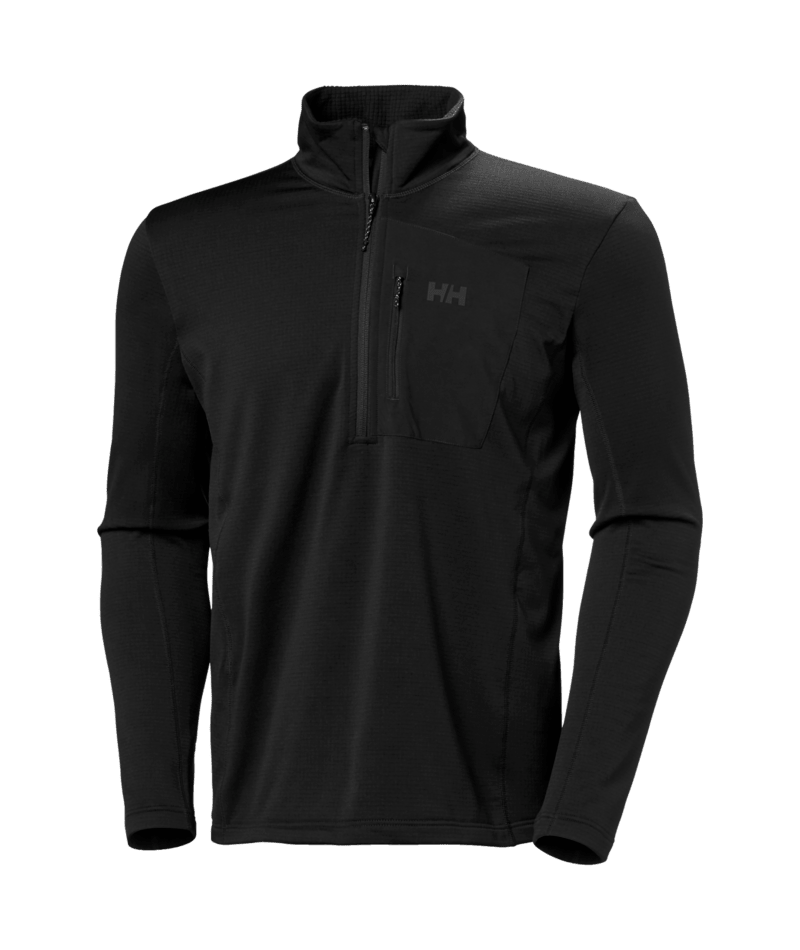 Versalite 1/2 Zip Fleece-Black long-sleeve shirt with a quarter zip on a transparent background