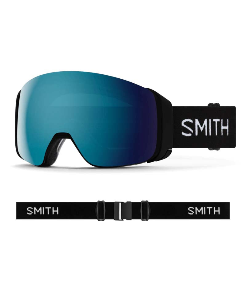 4DMag-Smith snow goggles with blue lens on a white background
