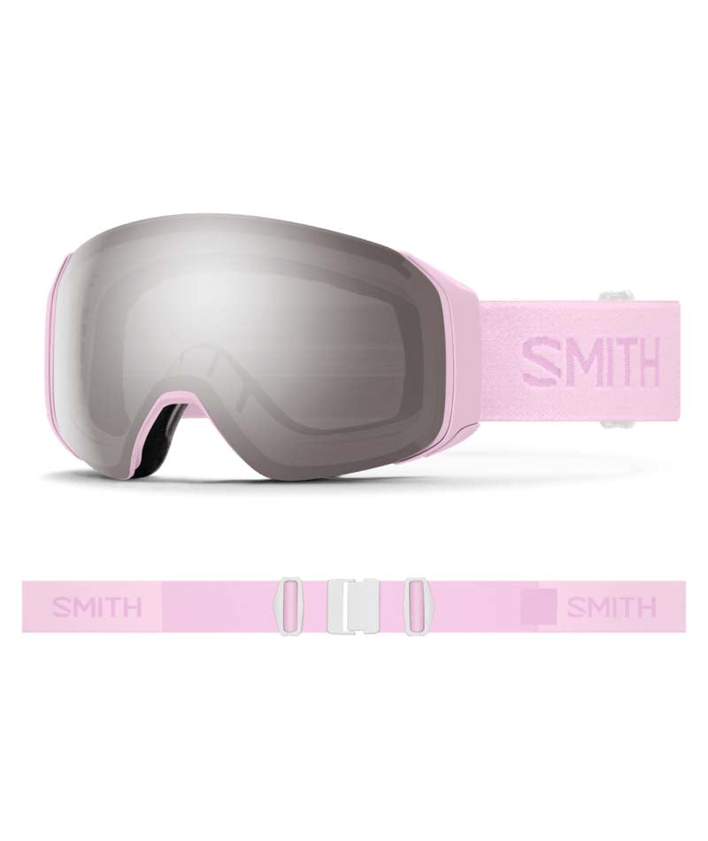 4DMagS-Pink ski goggles with silver lens on a white background