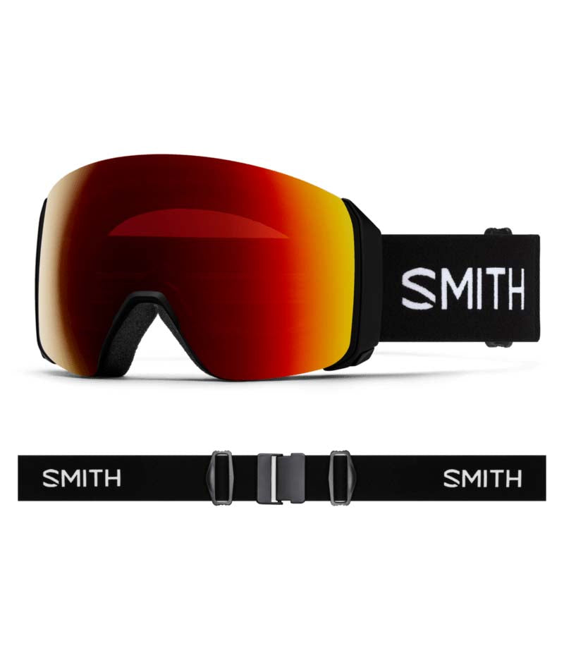 4DMagXL-Smith ski goggles with red lens and black frame on a white background