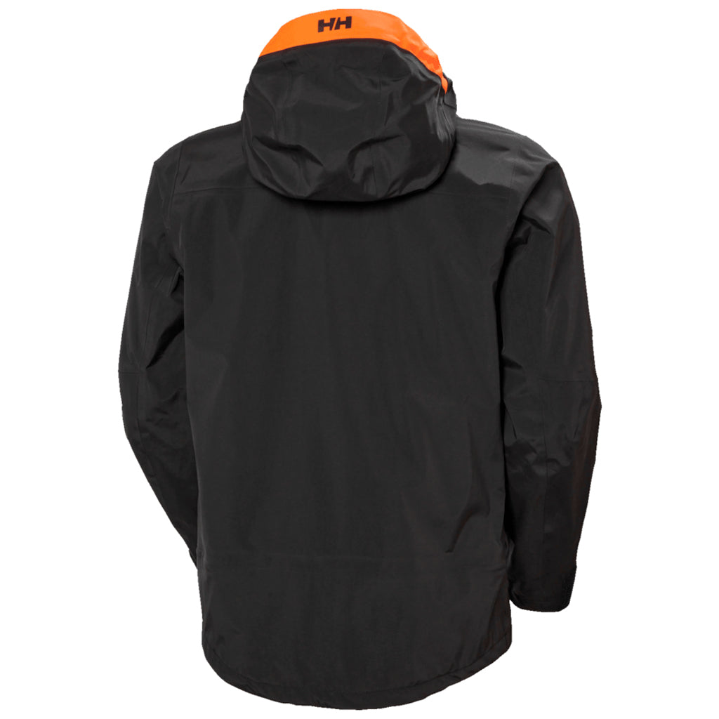 Sogn Shell 2.0 Jacket-Black jacket with orange hood on a white background