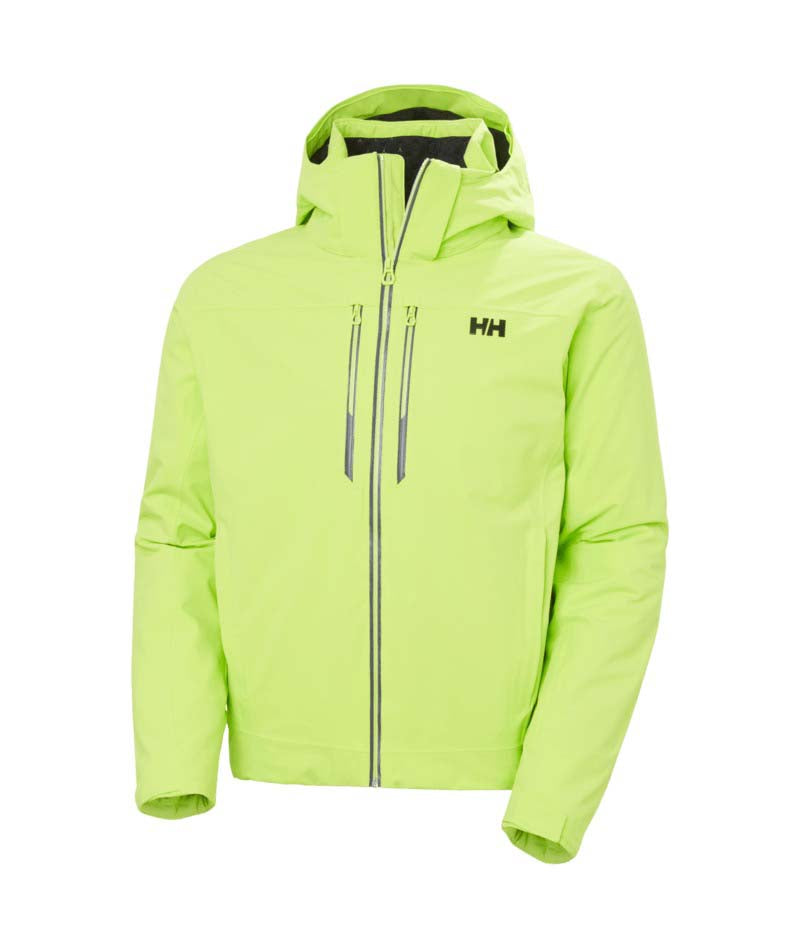 AlphaLifaloftJacket-Green hooded jacket with brand logo on a white background
