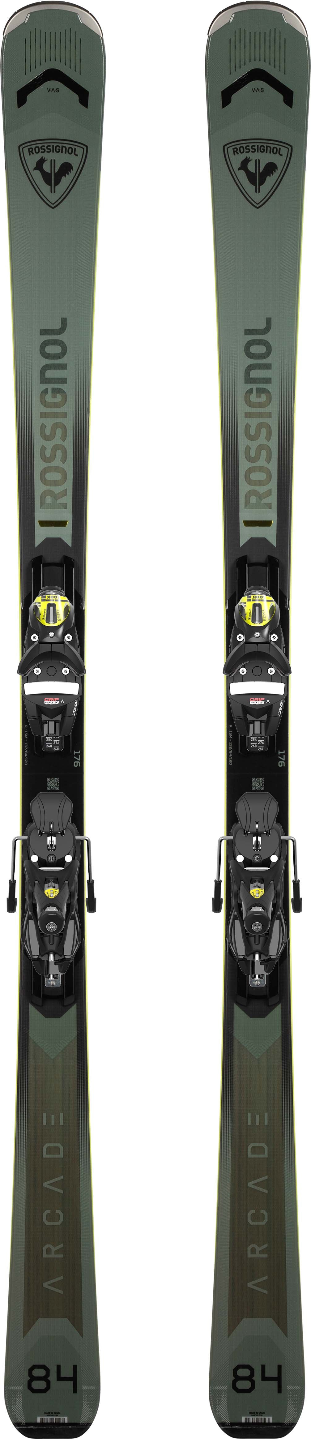 Arcade84_Konect- Green ski with system binding on a white background