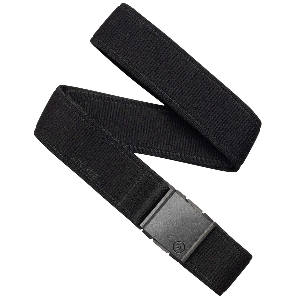 Atlas-Black belt with a buckle on a white background