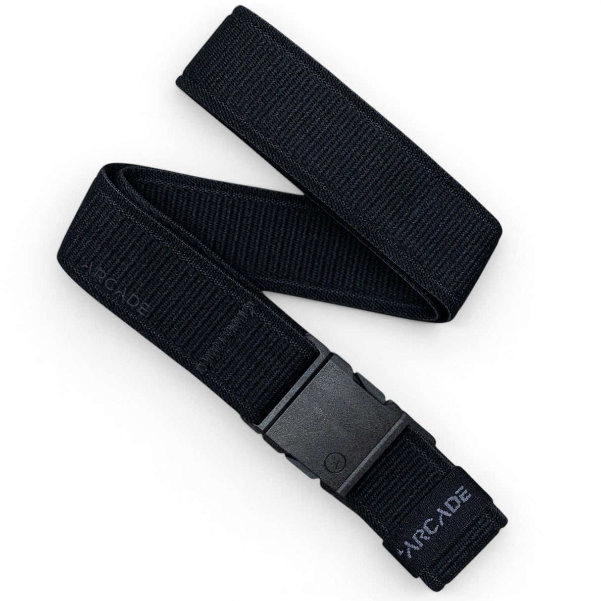 AtlasYouth-Black belt with a plastic buckle on a white background