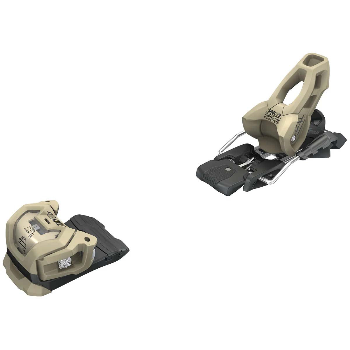 Attack LYT 11-Tyrolia Attack LYT 11 GW Ski Bindings, featuring a beige and black color scheme, designed for adult skiers.