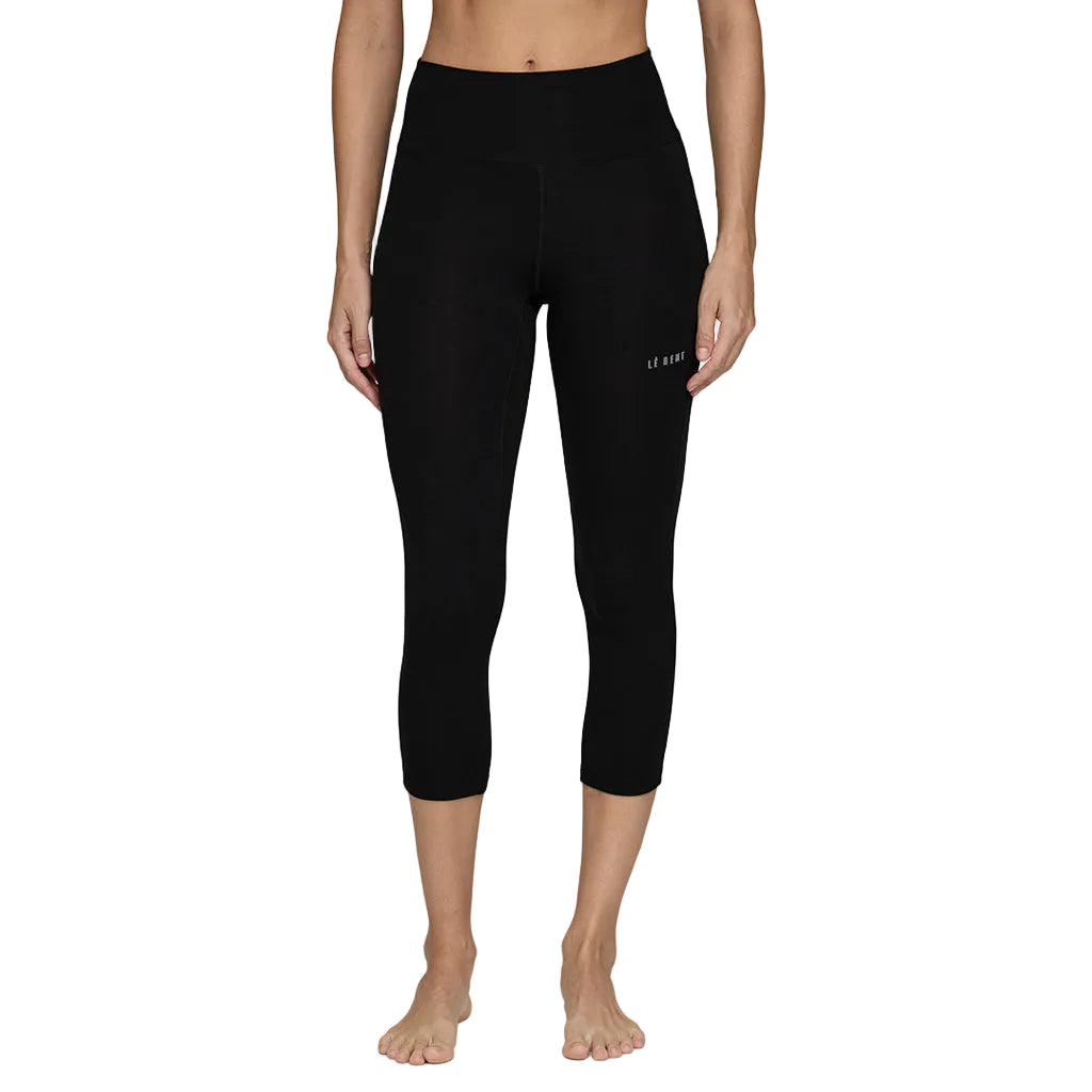 Midweight 3/4 Bottom-Black leggings on a white background