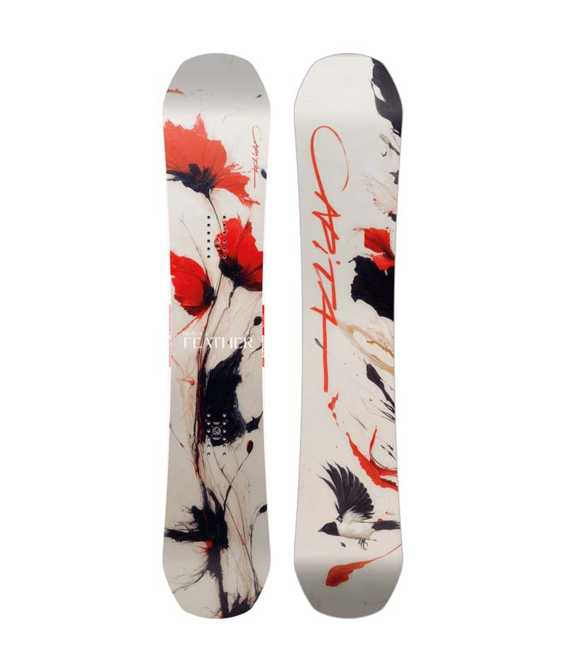 BirdsofaFeather-multicolored snowboard on a white background