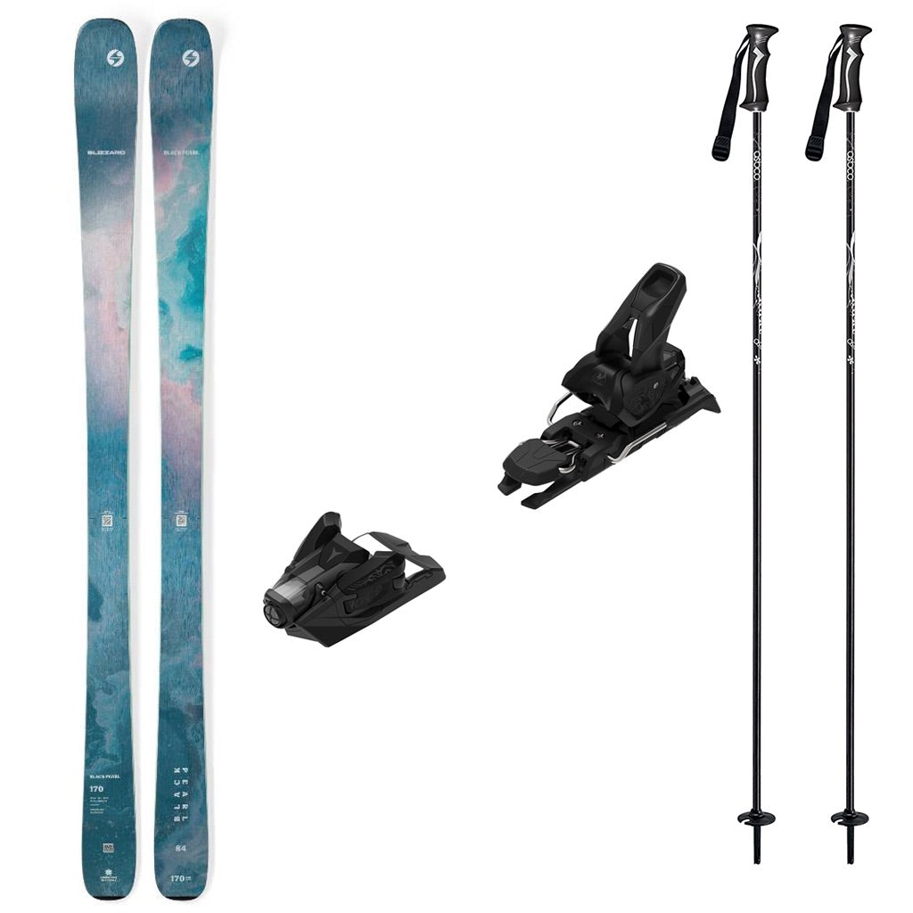 BlackPearl84w_Strive12- Ski package on a white background