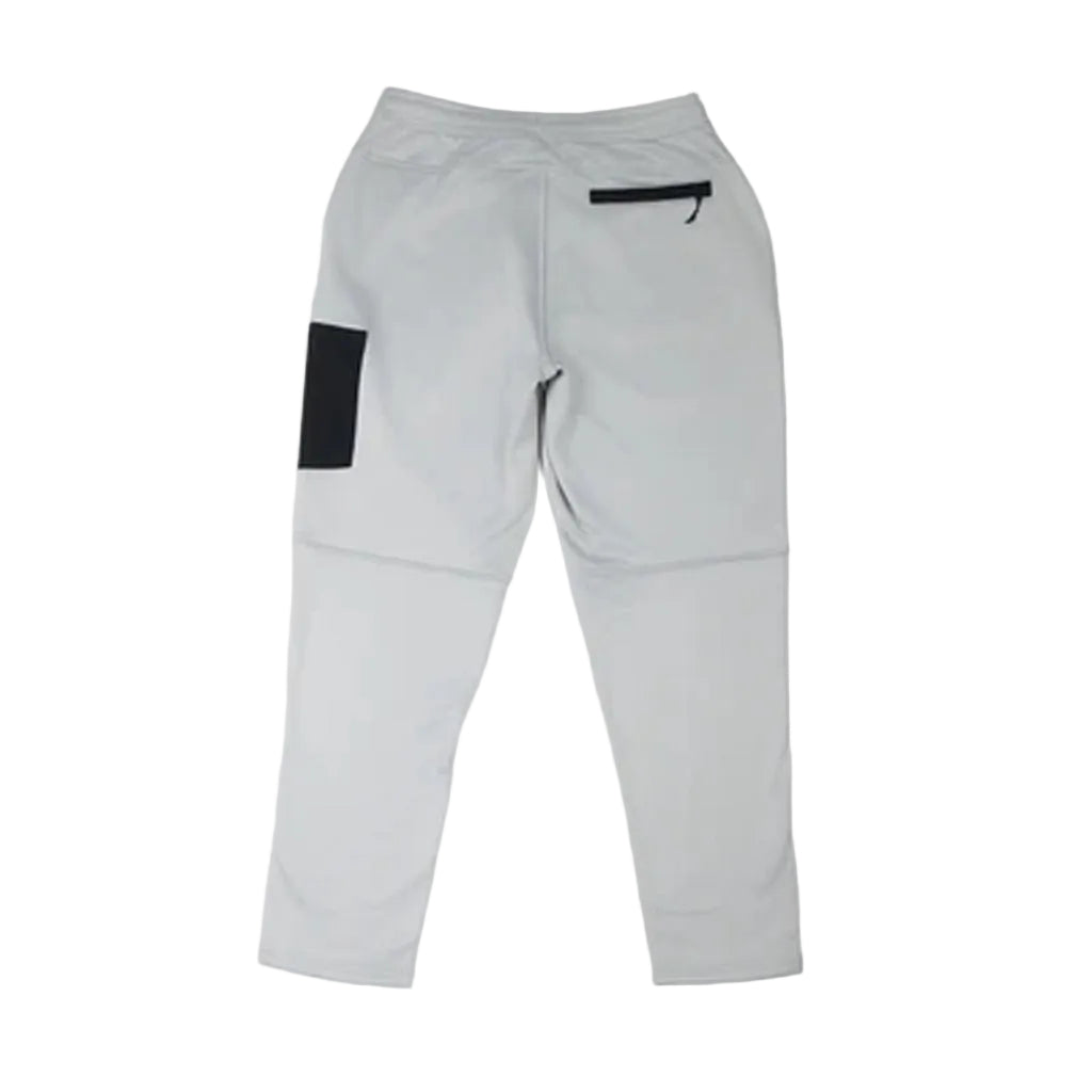 MSpectrumFleecePant-Gray sweatpants with a black patch on a white background