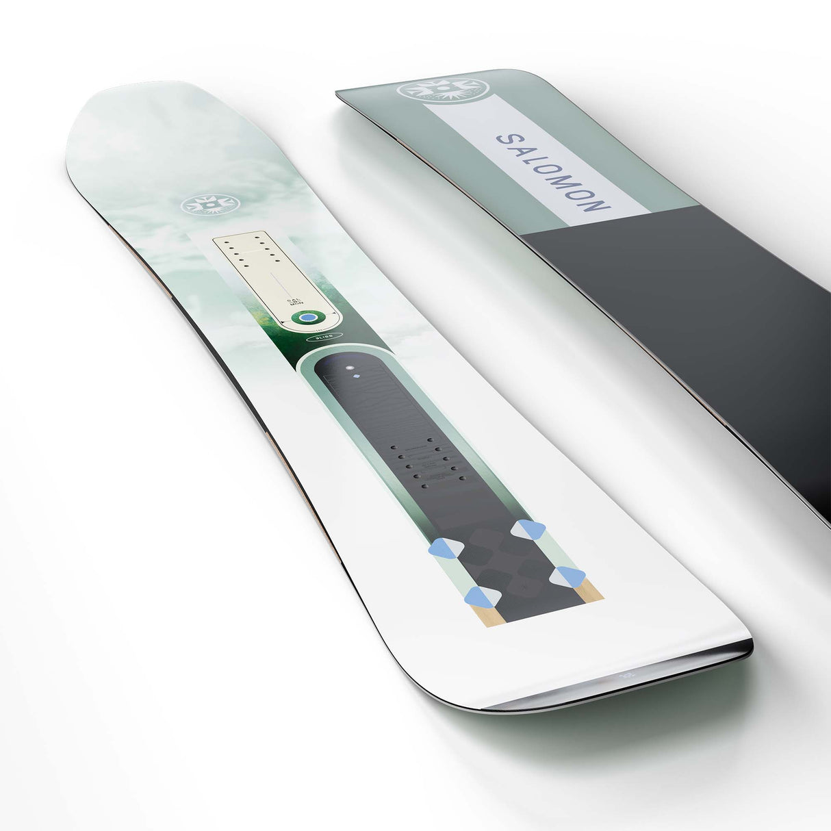 Bliss- Multi colored snowboard on a white background