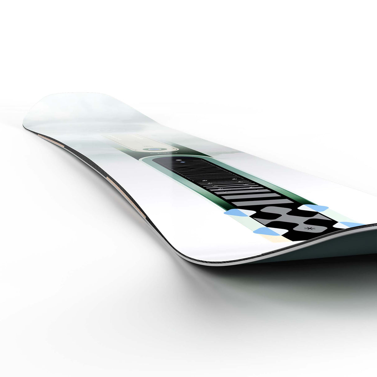 Bliss- Multi colored snowboard on a white background