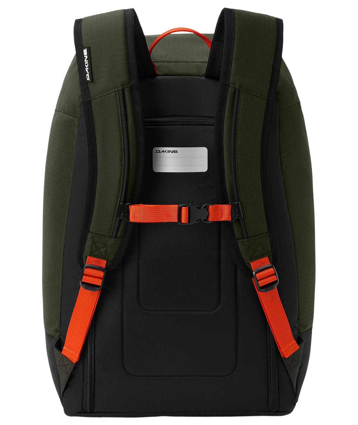 BootBackpack50L-Dark green backpack with Dakine logo on a white background