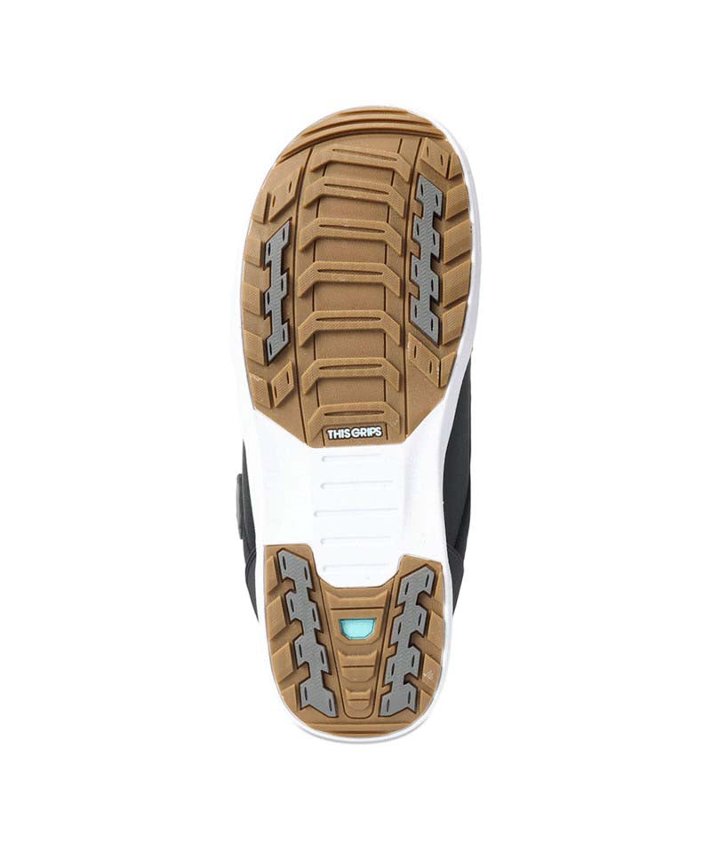 Boundary- Black snowboard boot on a white background