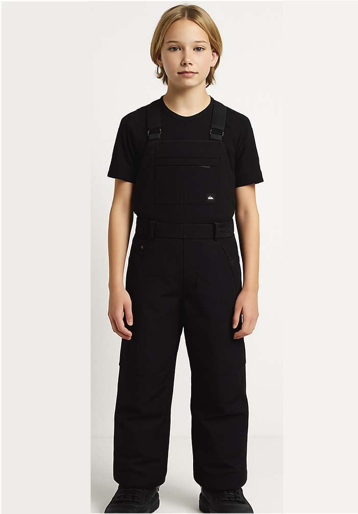 BoysMashUpYouthBib- Boy wearing black snow pants