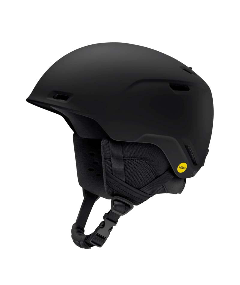 CacheMips-Black helmet with a yellow logo on a white background