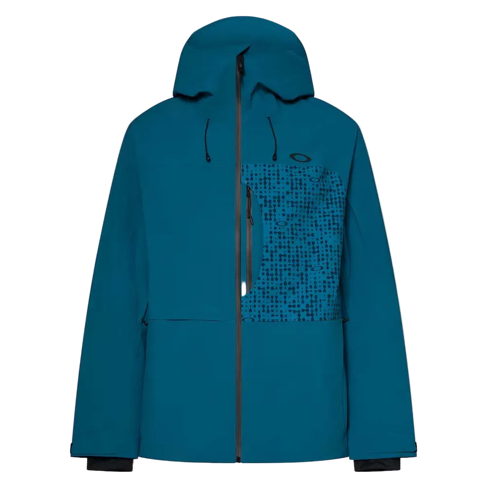 CanopyIns.Jacket- Blue jacket with a patterned pocket on a white background