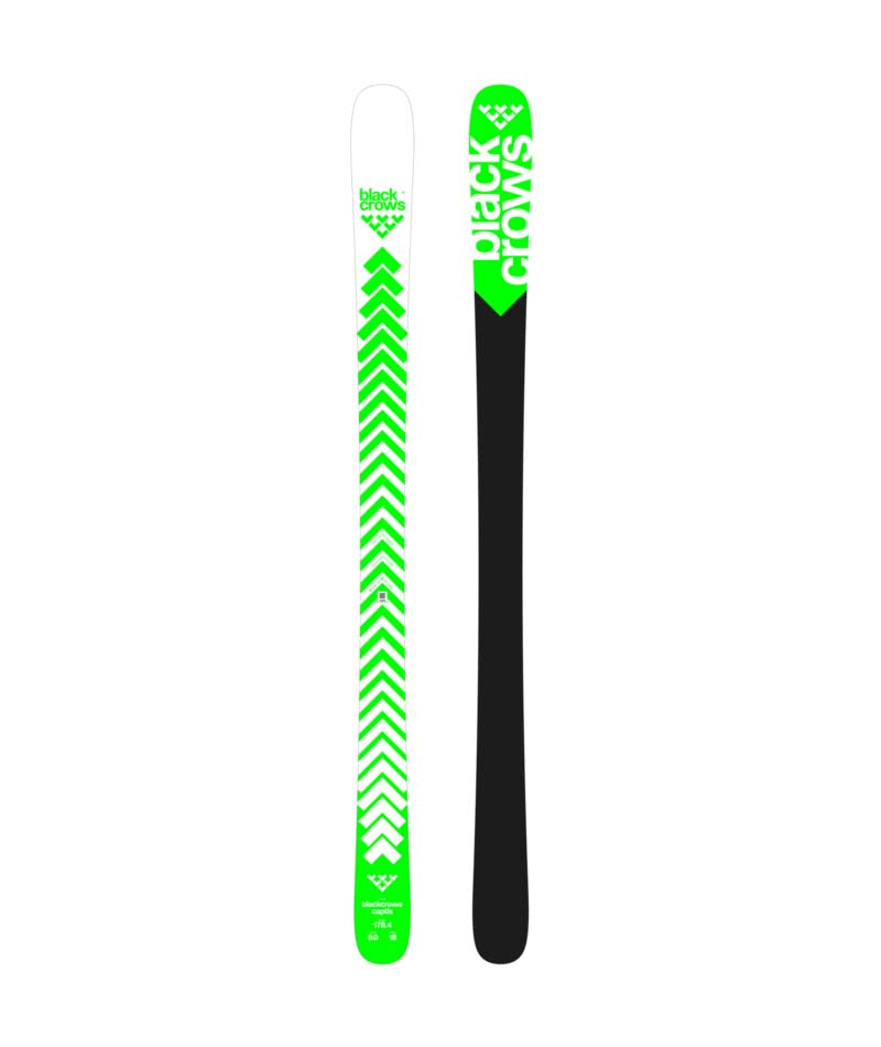 Captis- White, Green, and Black skis on a white background