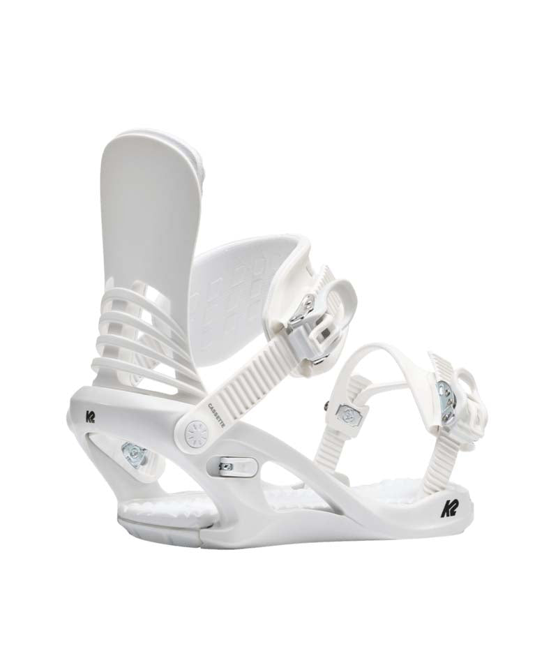 Cassette- White snowboard binding on a white background