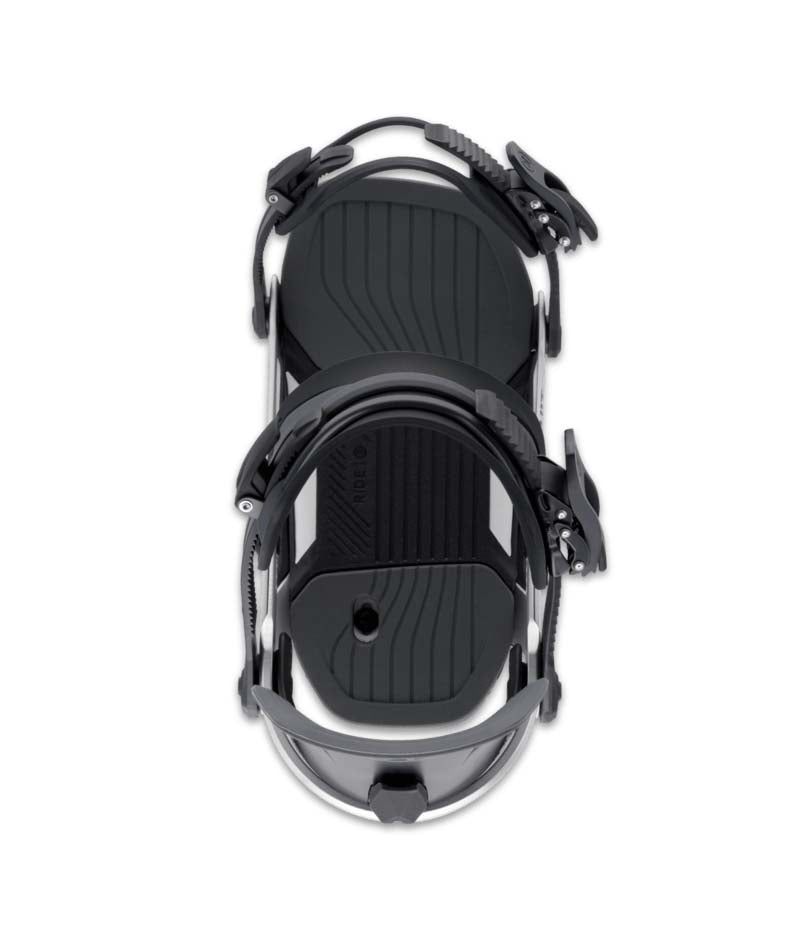 Circuit- Black and silver snowboard binding on a white background