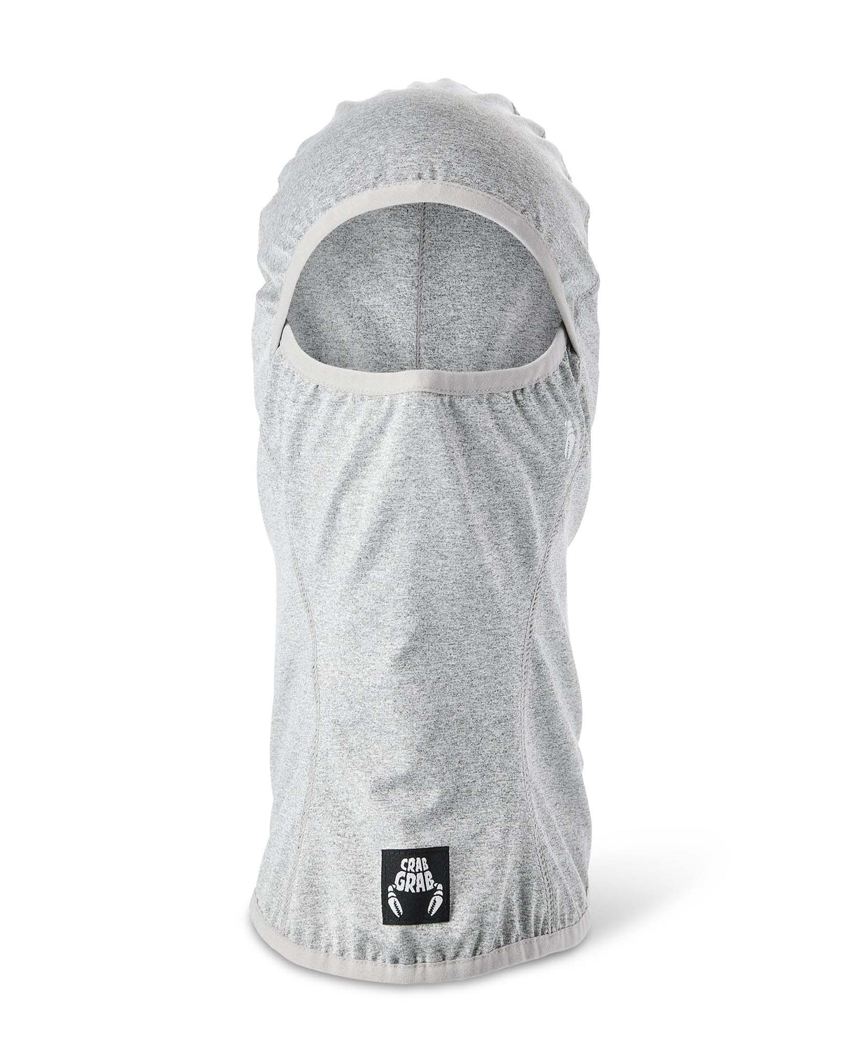 Clawva-Grey balaclava with a brand logo on a white background
