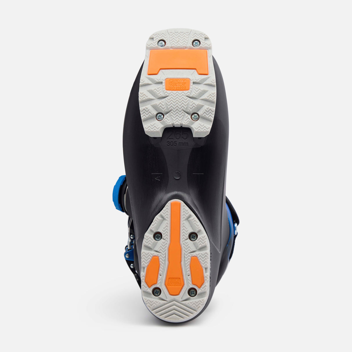 Concept12BOA- Black and blue ski boot on a white background