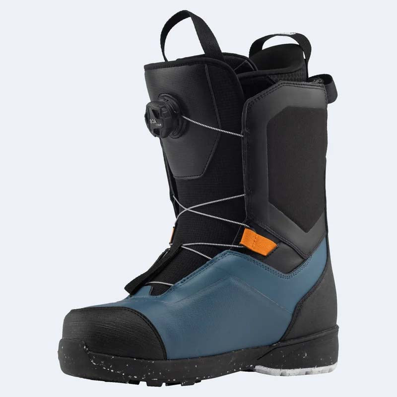 CrankH4BoaSnowboardBoot- Black and blue rossignol snowboard boot on a white background