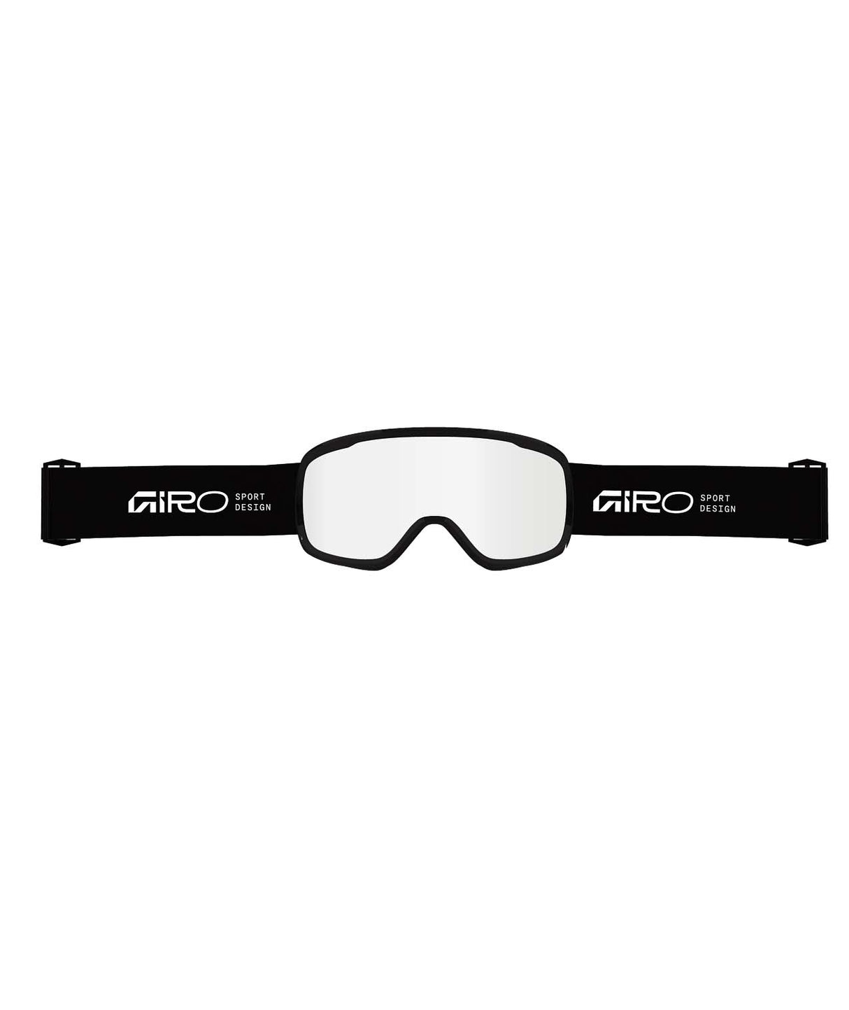 CruzGoggle- Giro ski goggles with black frame and clear lenses on a white background