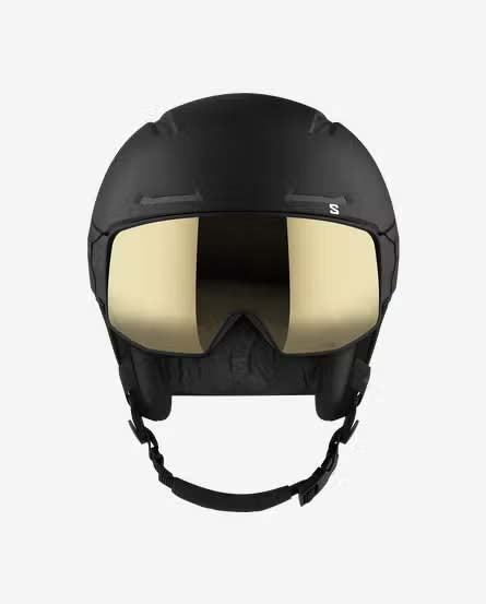 DRIVERPROSIGMAMIPS- Black helmet with a visor on a white background