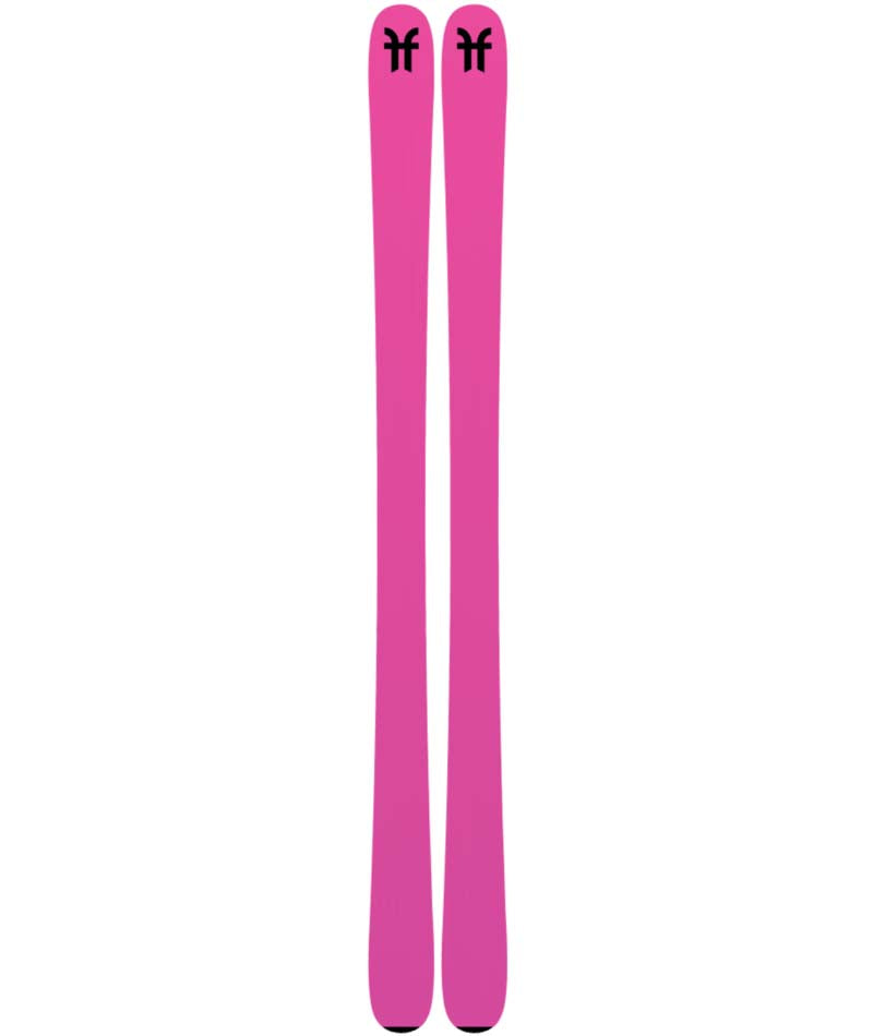 Dancer79Ti- Pink base of the skis with a logo on a white background