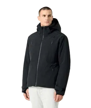 DescenteInsulatedMJacket-Man wearing a black jacket on a white background