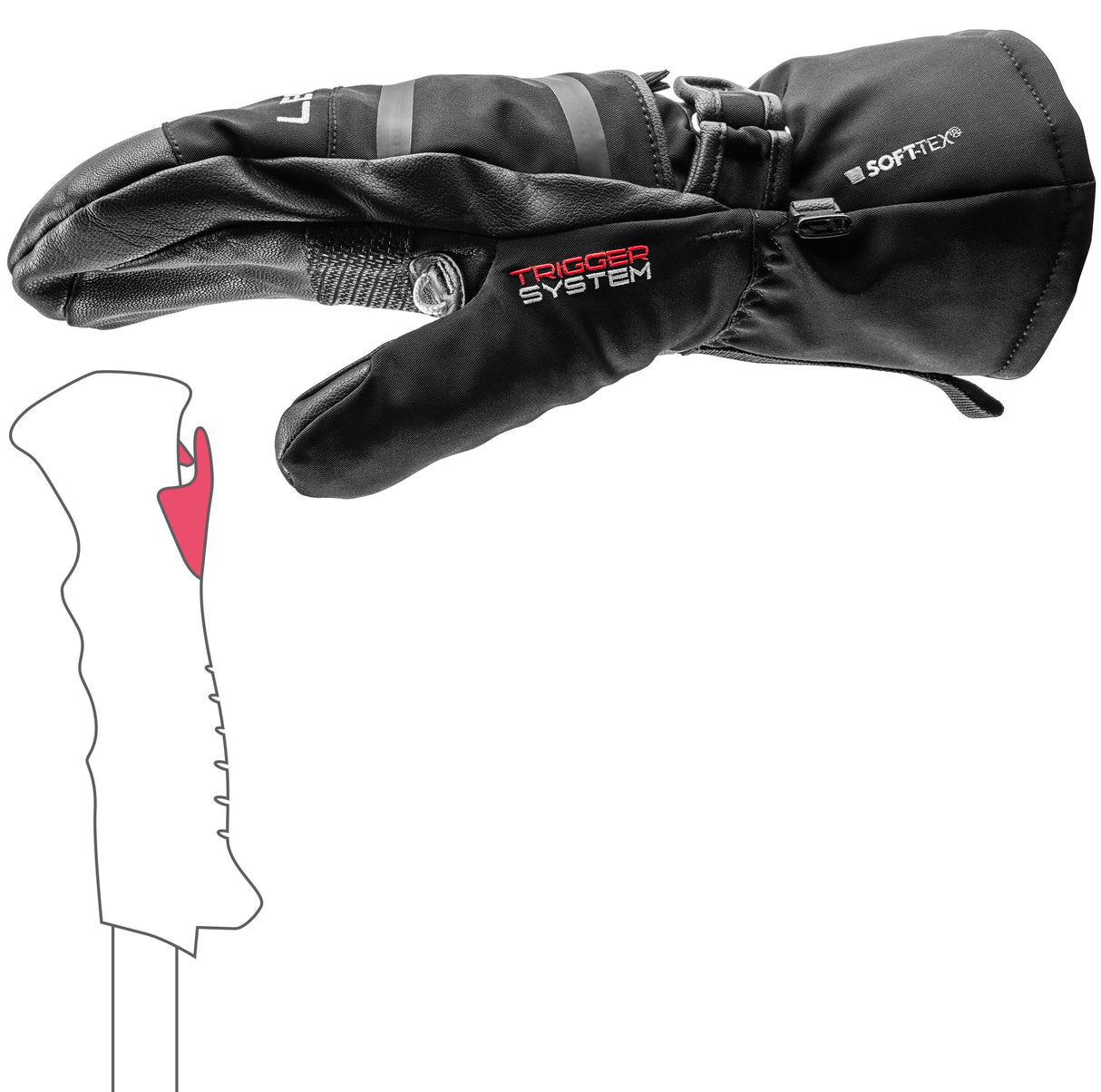 DetectXT3DMitt-Black mitt glove on a white background