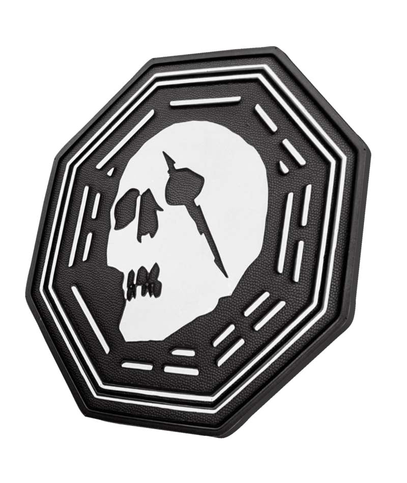 DharmaStompPad-Black and clear stomp pad on a white background
