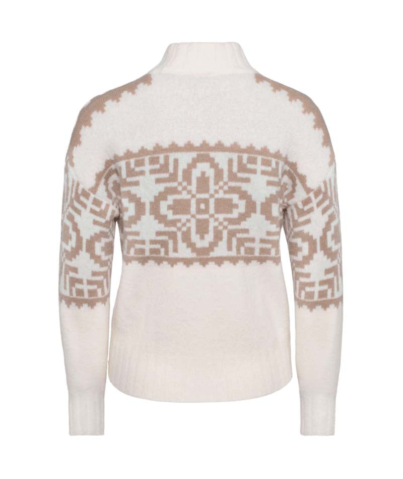 DisaKnit-Cream-colored sweater with a geometric pattern on a white background