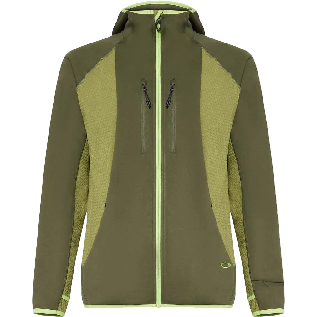 DriftTechFleeceHoodie-Green jacket with a hood on a white background