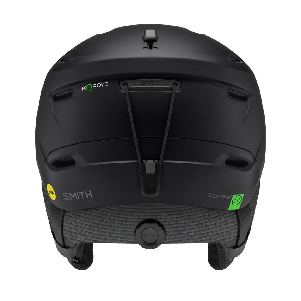 DescendMIPSRoundContour-Black helmet with a visible brand logo on a white background