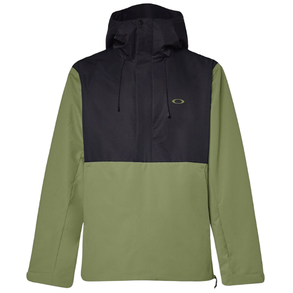ElkGroveAnorak-Two-tone black and green jacket with a brand logo on a white background