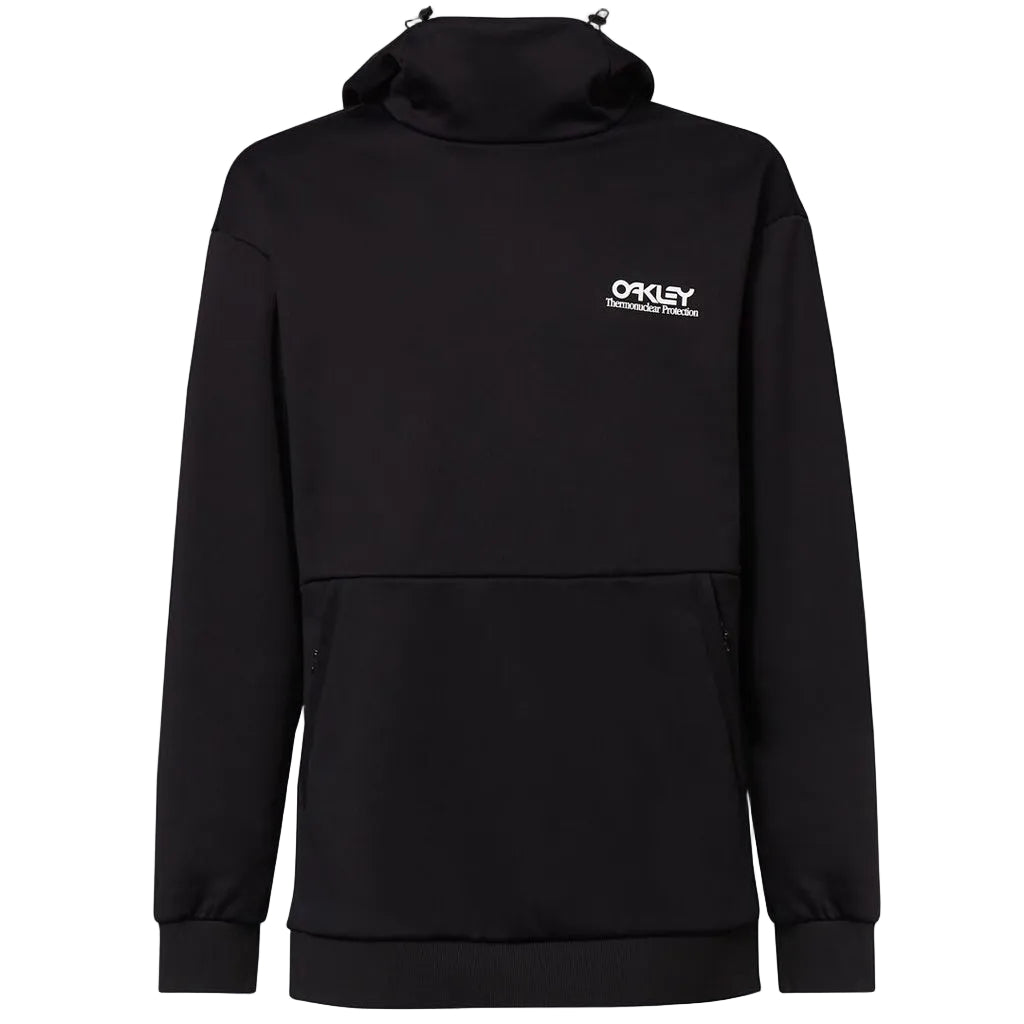 MParkRCSoftshellHoodie- Black hoodie with Oakley logo on a white background