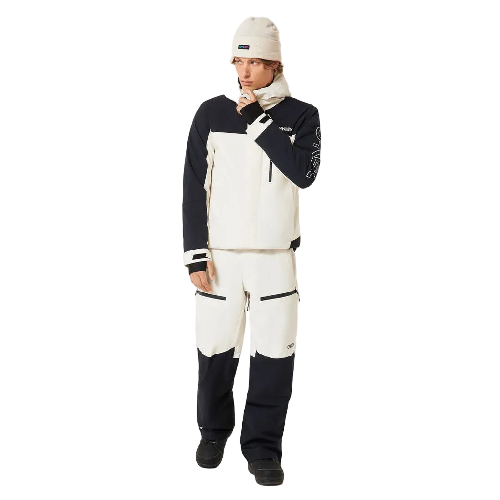 MTNPTBTInsulatedJacket-Two-tone black and white jacket with a hood on a white background