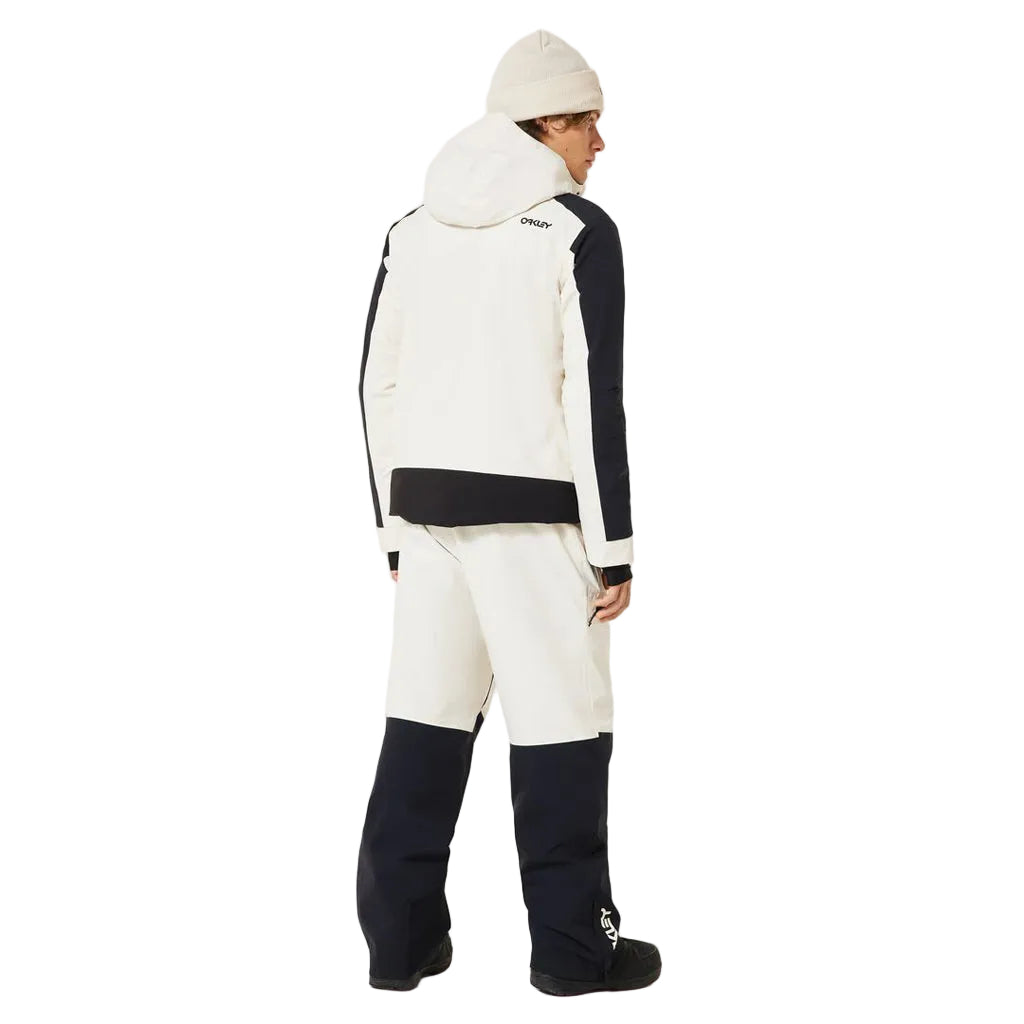 MTNPTBTInsulatedJacket-Two-tone black and white jacket with a hood on a white background