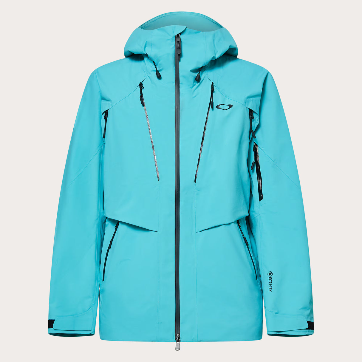 Bowls Gore-tex Shell Jacket-Light blue jacket with black zippers on a light gray background