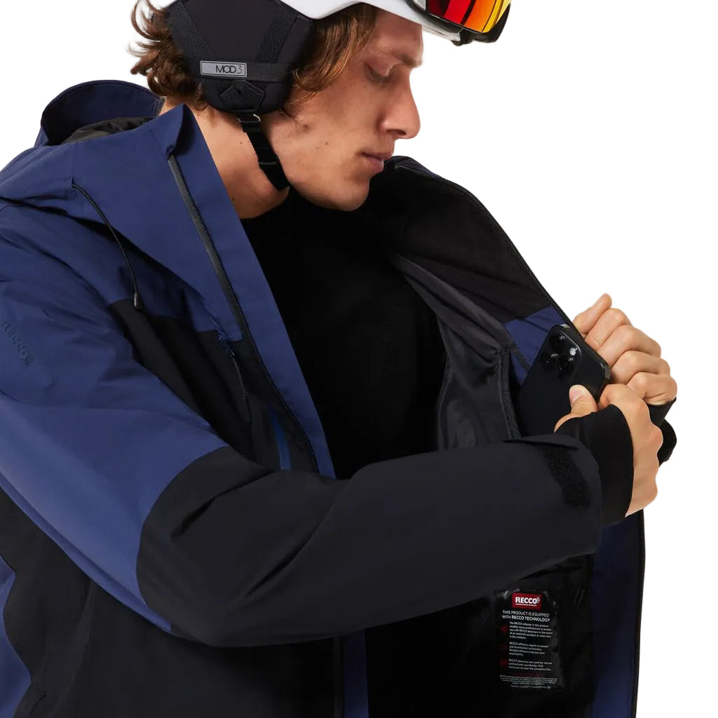 CanopyIns.ProJacket-Blue and black jacket with a brand logo on a white background