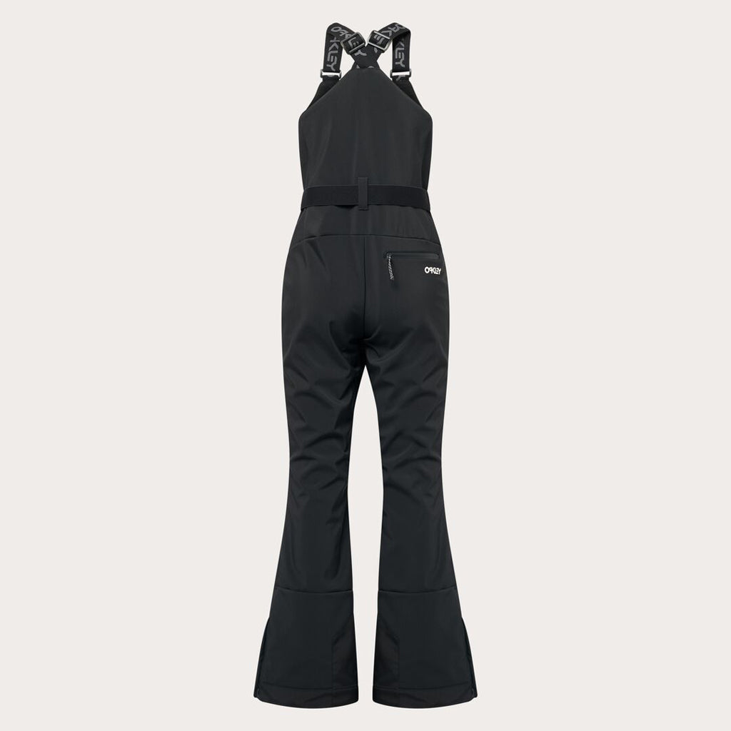 WTNPHarperSoftshellBib-Black ski jumpsuit with a belt on a light gray background