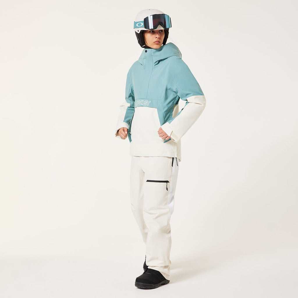 TNP TBT Insulated Anorak-Green and white jacket with Oakley logo on a light gray background